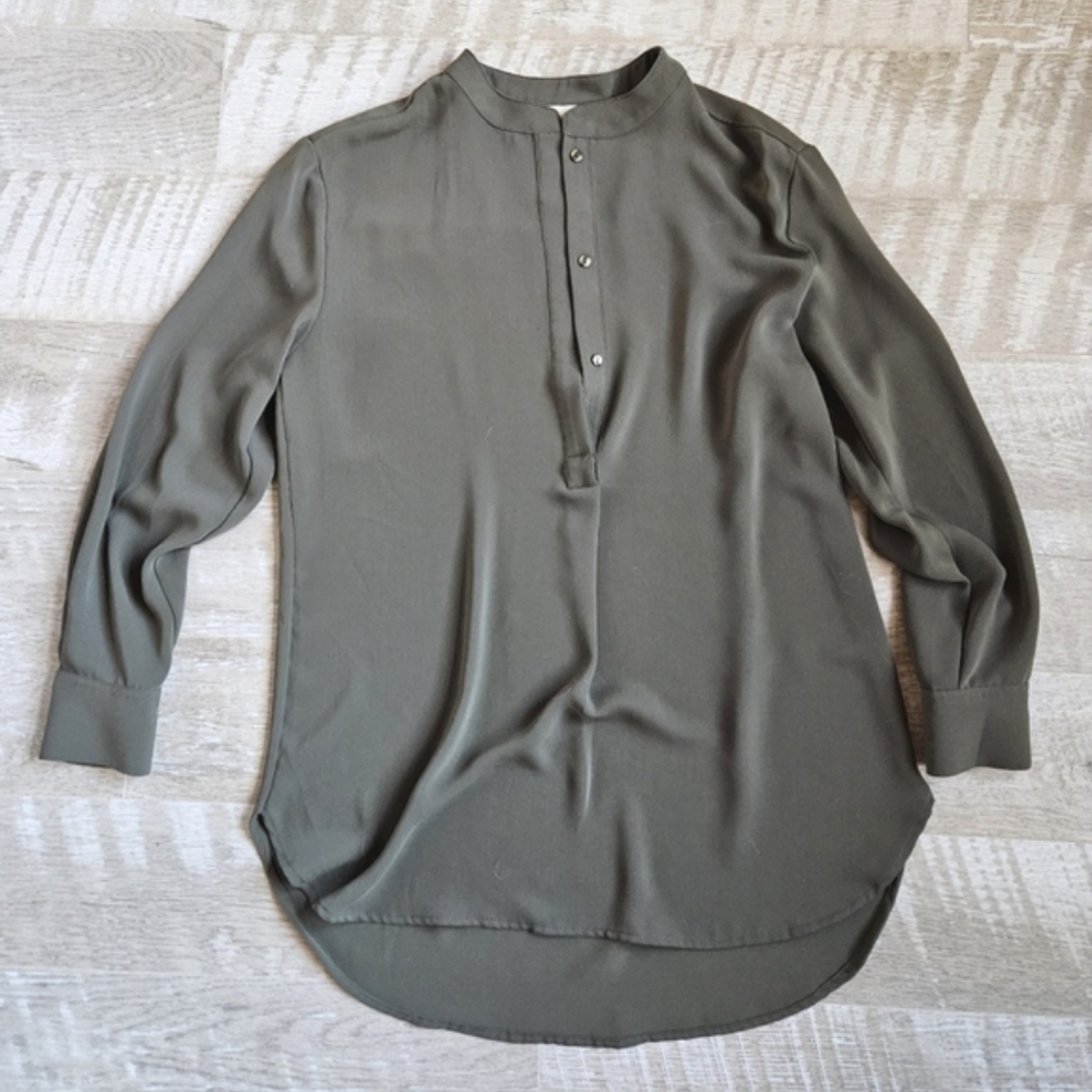 Elie Tahari No Collar Tunic Blouse - Picture 6 of 13